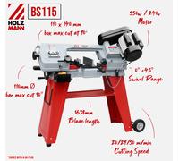 Holzmann BS115 Metal Bandsaw 140x110mm 3-Speed 550W 230V Compact Saw
