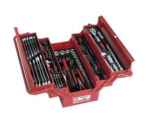 Holzmann Machine WZK86CrV Tool Box: 86-Piece Set Red Metal Box