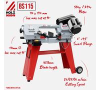 Holzmann Metal Bandsaw BS115 550W 3-Speed 140 x 110mm Cutting Capacity 230V