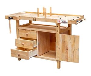 Holzmann Solid Wood Workbench WB138C 1380x620mm Storage Drawers Cupboard