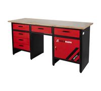 Holzmann Work Bench Desk WT1700 Solid Wooden Top 6 Drawer