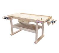 Holzmann Wb160L Work Bench With 2 Vices + 2 Bench Dogs 1.45M X 0.5 M
