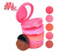 Holzsammlung 5 Colors Face Blusher Palette Waterproof Long Lasting Makeup Powder Pink Coral Blushing Pallet with Mirror