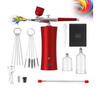 Holzsammlung Airbrush Kit, Rechargeable Cordless Airbrush Compressor High Pressure Airbrush Set Portable Wireless Air Brush with Cleaning Brush Set for Barber, Nail Art, Cake Decor, Makeup, Painting