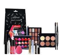 Holzsammlung All In One Makeup Kit,Full Starter Cosmetics Set with Eyeshadow Palette Lipstick Eyebrow Pencil Concealer Palette Powder Puff,Gift Set for Women,Girls & Teens