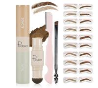 Holzsammlung Eyebrow Stamp Stencil Kit, 2 Colors Waterproof Long Lasting Eyebrow Powder Stamp Makeup Tools with 10 Eyebrow Stencils, 1 Brush and 1 Eyebrow Tool(Blonde and Taupe)