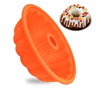 Holzsammlung Fluted Ring Cake Tin, 24cm/9.45Inch Silicone Cake Mould, Cake Pan with Non-Stick Coating, Round Baking Tin Cake Tray Jelly Mould, Baking Dish for Gugelhupf Mousse Chocolate Jelly Bread