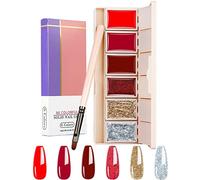 Holzsammlung Gel Nail Polish Cream Set, 6 Colors Gel Nail Polish Set Red White Silver Glitter Sparkle Gel Nail Kit Soak Off Nail Art Manicure DIY Gifts for Women