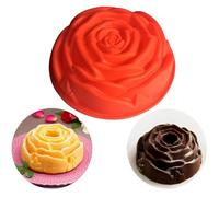 Holzsammlung Large Rose Flower Shaped 9 inch Cake Tin, Silicone Cake Mould with Premium Non-Stick Coating for Quick and Easy Release , Reusable Cake Pan, Round Baking Trays Measures 23.5 x 7 cm