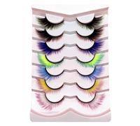Holzsammlung Ombre Colored False Eyelashes, 3D Faux Fluffy Colorful Mink Lashes Natural Look 17-20mm, Fluorescence Lashes for Stage Effect Drag Party Wedding Holidays Halloween, 10 Pairs 2 Styles