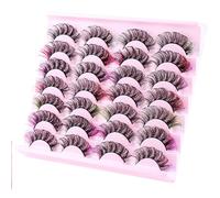 Holzsammlung Ombre Colored False Eyelashes, 3D Faux Fluffy Colorful Mink Lashes Natural Look 17-20mm, Fluorescence Lashes for Stage Effect Drag Party Wedding Holidays Halloween, 10 Pairs 2 Styles
