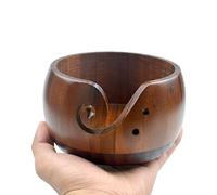 Holzsammlung Premium Hard Wood Crafted Wooden Portable Home Supplier Yarn Bowl, Handmade Handicrafts Wool Holder Organizer for Knitting Crochet, Yarn Bowl Round Shape with Elegant Design, 5.9 Inch