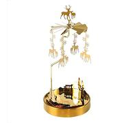 Holzsammlung Rotating Candle Carousel Metal Tea Light Candle Spinner Holder, Candlestick Holders Fairy Decor for Table Centerpiece, Valentine's Day, Christmas Party Decor or Gift - Snowflake and Deer