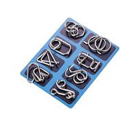 Holzsammlung Set of 8 Brain Teaser Metal Wire Puzzles, Classical Mini Metal Puzzles Set, Mind Game IQ Challenge Puzzle Games IQ Test Toy Knots Lock Puzzle Gift for Adults Teenagers Kids