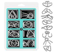 Holzsammlung Set of 8 Brain Teaser Metal Wire Puzzles, Classical Mini Metal Puzzles Set, Mind Game IQ Challenge Puzzle Games IQ Test Toy Knots Lock Puzzle Gift for Adults Teenagers Kids