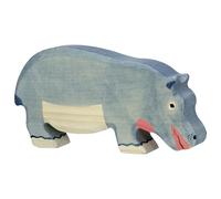Holztiger 80161 Hippopotamus Eating 19 Cm Wooden Figures Series Wild Animals