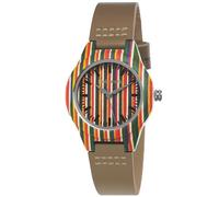 Holzwerk Germany ® Children's Boys Girls Rainbow Eco Watch Eco Nature Children's Watch Wooden Watch Leather Strap Watch Analogue Classic Quartz Watch in Brown Red Colourful Blue Yellow Red, Brown /