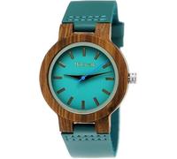 Holzwerk Germany Handmade Designer Women's Watch Eco Natural Wood Leather Strap Analogue Classic Quartz Wooden Watch in Blue Turquoise Brown, turquoise, Strap.
