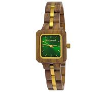 Holzwerk Germany Handmade Designer Women's Watch Eco Natural Wood Watch Brown Green Gold Wood Bracelet Watch Analogue Square Classic Quartz Watch, Brown / green, Standard