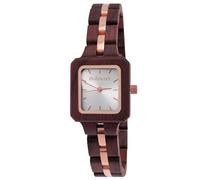 Holzwerk Germany Handmade Designer Women's Watch Eco Natural Wood Watch Brown Silver Red Gold Wood Bracelet Watch Analogue Square Classic Quartz Watch, Red-brown, silver, Standard