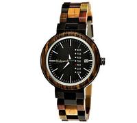 Holzwerk Germany Handmade Matrix Women's Watch Eco Natural Wood Bracelet Brown Black Zebra Pattern Analogue Quartz Future Edition Date and Weekday Display, brown, Bracelet
