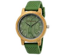 Holzwerk Germany® Handmade Unisex Watch Men's Watch Women's Watch Eco Natural Vegan Wooden Watch Bracelet Watch Analogue Classic Quartz Watch Silicone Rubber Strap and Wood Case Green,
