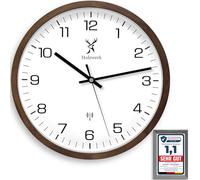 Holzwerk Germany Natural Wooden Radio-Controlled Wall Clock Wooden Clock Vintage Radio Controlled Clock Silent Movement without Ticking Noises Brown White Silent Made of Handmade Solid Wood Natural 30