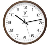 Holzwerk Germany Natural Wooden Wall Clock Wooden Clock Vintage Silent Movement without Ticking Noises Brown White Silent Made of Handmade Solid Wood Natural Wood 30 cm