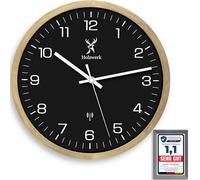 Holzwerk HILDBURG Wooden Radio-Controlled Wall Clock Wooden Clock Radio Controlled Clock Silent Movement without Ticking Noises Brown Beech Black White Silent Solid Wood Natural 30 cm (HW Beech Black)