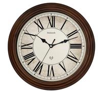 Holzwerk Natural Vintage Retro Wooden Radio Wall Clock with Roman Numerals Radio-Controlled Clock Running Quiet Movement without Ticking Noises Brown Almost Silent Solid Wood Natural 14 Inches 35 cm