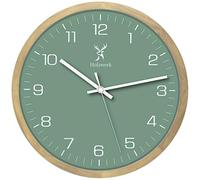 Holzwerk Natural Wall Clock Wooden Clock Vintage Running Quiet Movement without Ticking Noises Green Beech White Almost Silent Handmade Solid Wood Natural Wood 30 cm