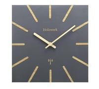 Holzwerk Natural Wood Radio Wall Clock Wooden Clock Radio-Controlled Wall Clock Square Radio-Controlled Clock Vintage Running Quiet Movement without Ticking Noises Grey Almost Silent Made of Handmade