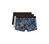 Hom 3-Pack Jorge Leaf Print Boxer Trunks, Black/Blue/Grey - Small
