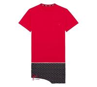 HOM Charli Short Pyjamas, Top: Red Plain Bottom: Multico Polka Dot Print Black Background, XXL