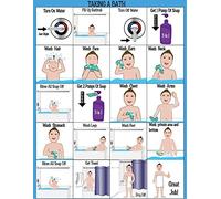 HOM ABA/OT Approved Step-by-Step Laminated 9X12" Bath Chart for Kids. Ideal for Children with Autism or Special Needs. Helps with Independence and self Care. PECS, Visual Schedules, ASD