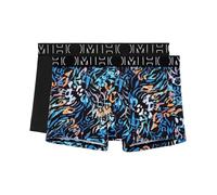 HOM Men's Boxers Vassily Briefs, Lot de 2: imprimé coloré animalier + Noir uni, M