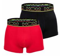 HOM Men's Boxers Ivano Briefs, Lot de 2: Noir uni + Rouge uni, M