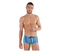 HOM Men's Harrisson Short Swim Trunks, Vertical Stripe Blue/Orange, L
