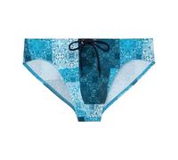 Hom Men's Pierce Swim Brief, Blue Patchwork Print, M