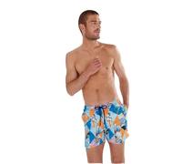 Hom Men's Port CROS Swim Shorts Board, Diamond Postcard Print, Orange/Blue, L