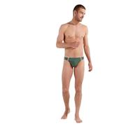 HOM Men's Micro Nautical Cup Swim Brief, Khaki Striped Ribbon, L