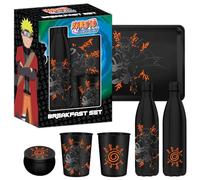 HÔMADICT CLD Distribution S.A. Naruto Shippûden - Coffret Cadeau (Sceau Kyubi): Bouteille d'eau en métal isotherme 500 ml, verre et dessous de verre