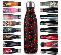 HÔMADICT Naruto Isothermal Bottle - Reusable Stainless Steel Water Bottle with Akatsuki Cloud - Hot and Cold Hold for 12 Hours - for Sports, Travel, Everyday Use 500 ml - BPA Free - Official Licence