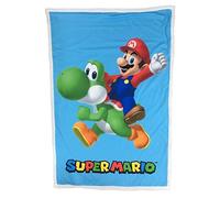 Homadict Super Mario Sherpa Blanket - 100 x 150 cm - Soft and Warm Fleece Blanket - Mario & Yoshi and Comfortable - Official Licensed