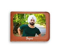 Homafy Mens Personalized Photo Wallet | Customized Name | Vegan Leather |Slim Sleek Design| Men’s wallet | Memories in Your Pocket|, Tan, Modern