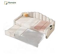 HOMAIRE 3ft Beige Velvet Daybed with Trundle