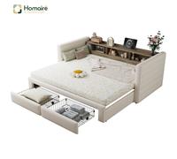 HOMAIRE Beige Velvet Daybed with Trundle 90x190cm