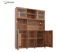 HOMAIRE Walnut Tall Cabinet with LED Lighting