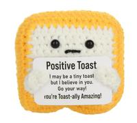 Homakover Positive Crochet Animals, Positive Goose/Star/Sunshine/Duck/Toast/Christmas Birthday Gifts for Women Men Office Desk Decor Best Friends, 1PCS Emotional Support Crochet (Toast)