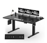 Homall Height-Adjustable Desk 160 x 80 cm with USB-A Charging Port, Electric Desk with Cable Management Tray, Standing Desk with 3 Memory Functions, Computer Desk, Black